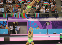 Akrobatika gimnastikası üzrə qadınlar arasında çoxnövçülük yarışlarının final mərhələsi. Bakı, Azərbaycan, 19 iyun 2015